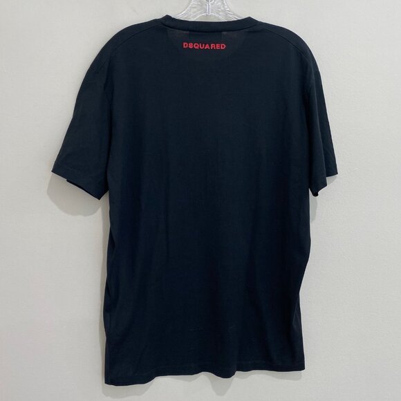 DSquared2 Kick Ass Patch Crew Neck T-Shirt *Black/Red* Sz XL - Picture 2 of 8